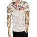 Produktbild URSING Herren T-Shirt Kurzarm Shirt mit Rundhals-Ausschnitt und Blumenprint Oversize Basic Shirts Crew Neck Sweatshirt Casual Shirt Streetwear Blusenshirt Kurzarmshirt Freizeithemd (XL, Mehrfarbig)