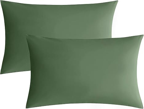 JELLYMONI Pillowcases King Set of 2 Cotton Envelope Pillow Covers Green 2036in Bed Pillow Cases 100% Washed Cotton Soft Breathable Pillows are not Included