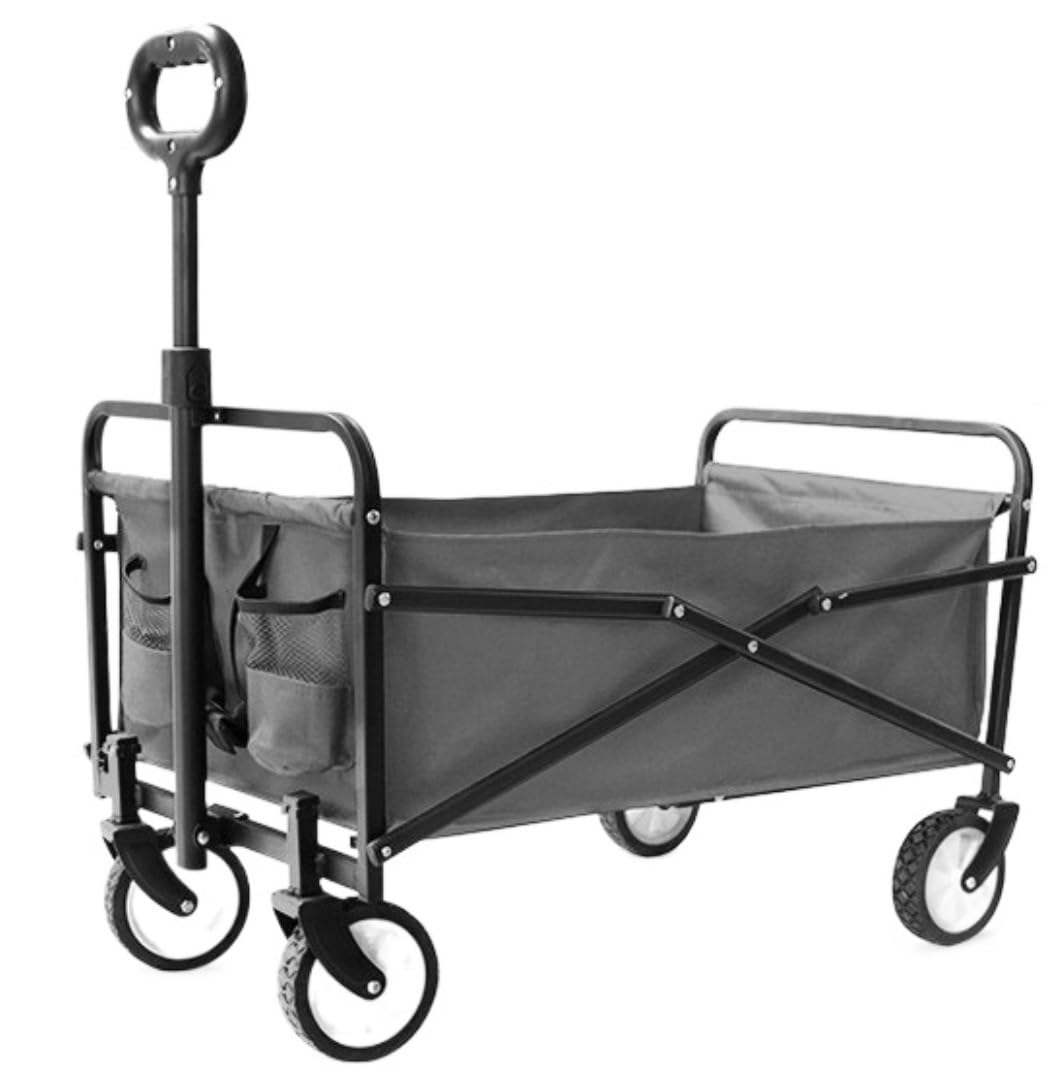 Carro Jardín Carrito De Jardín Plegable, Portátil con 4 Ruedas para Transporte, Herramientas, Camping, Playas Multiusos Transporte(Grey)