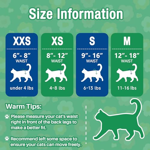 Image of Pet Soft Disposable Cat Diapers - Diaper for Female & Male Cats, Puppy Doggie Diapers for Female Dogs with Adjustable Foam Tail Hole, XX-Small (24Pcs, Green)