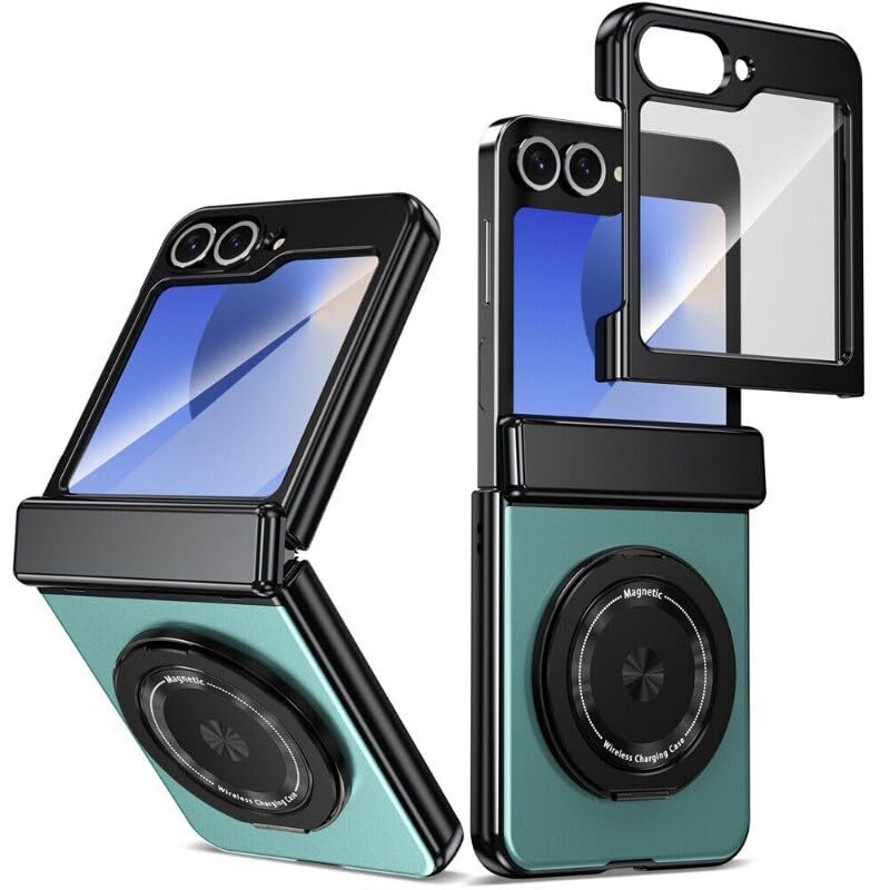 Coque rigide Samsung Z Flip 7 aimantée avec anneau rotatif 360