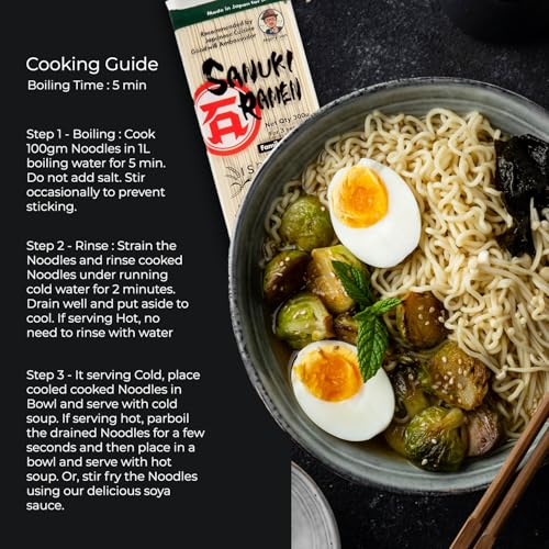 Image of Pocket Kitchen Ishimaru Premium Sanuki Ramen Noodles - 600 Grams (300 Grams X 2) | Made In Japan | Highest Grade 100% Japanese Wheat | No Maida, No Preservatives, Not Fried But Dried, No Msg