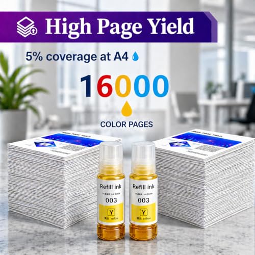 Image of ROHINK EP 003 Refill Ink for Epson Printers, Yellow, Pack 2