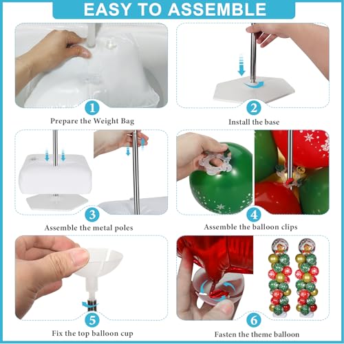 2 Set Balloon Column Stand Kit for Floor, VETOGETHER 2025 Updated Balloon Tower Stand Kit with Heavy Base, Adjustable Metal Balloon Stand for Party Decoration - Thumbnail 7