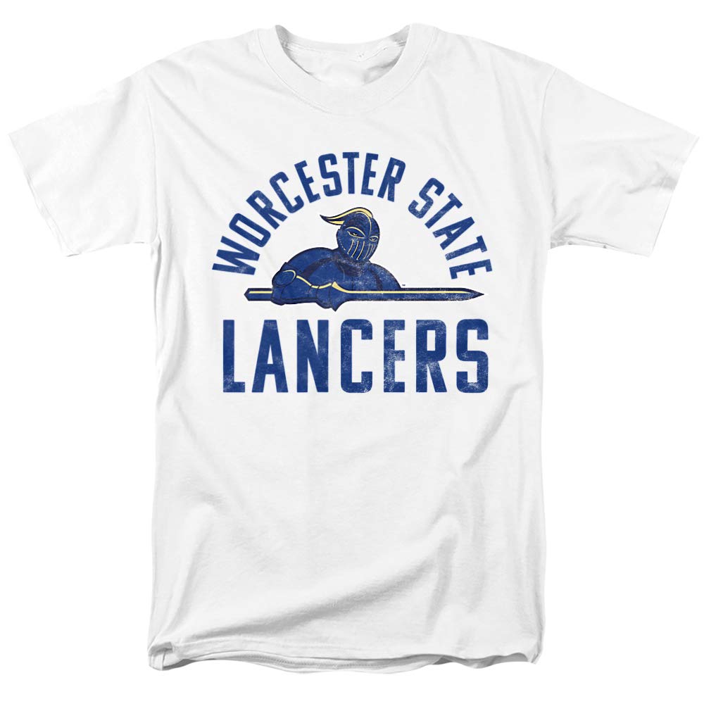Worcester State Univeristy Official Large Logo Short Sleeve Mens Cotton T-Shirt,White, Small