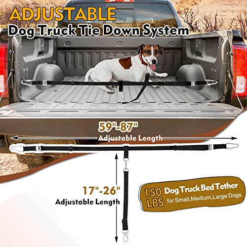 Truck Bed Dog Leash System, Dog Pickup Tether Tie Down, Dog Car Harness Belt Heavy Duty, Pick-Up Restraint Lead Adjustable, Dog Truck Leash for Dogs Up to 150lbs, Dog Truck Bed Barrier Tie Down Out Truck Bed Dog Leash System, Dog Pickup Tether Tie Down, Dog Car Harness Belt Heavy Duty, Pick-Up Restraint Lead Adjustable, Dog Truck Leash for Dogs Up to 150lbs, Dog Truck Bed Barrier Tie Down Out