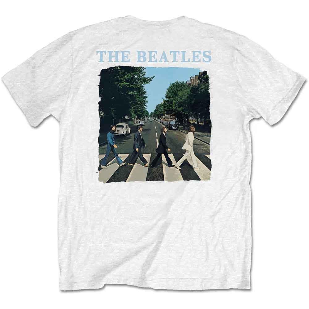 The Beatles Band Monkey Unisex T-Shirt Abbey Road & Logo White