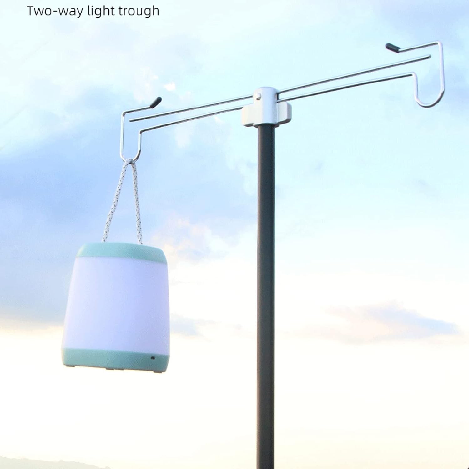 Light Hanging Pole with Foldable Double Hooks, Aluminum Alloy, Adjustable 65.5-186cm, Ground - Stable Outdoor Camping Lantern Stand, Telescopic Height, Lightweight and Portable