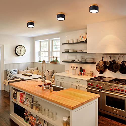 Temgin Plafonnier Spot LED 12W IP65 Downlight 3000K 1080LM Spot Plafond Ø11cm Aluminium Plafonnier Salon Noir Luminaire Spots Blanc Chaud pour Couloir Chambre Salle de Bain Cuisine - Image 5