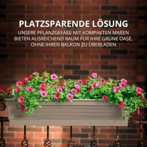Plastard Blumenkasten 60 cm Seidengrau - Balkonkasten & Bewässerungssystem – Ansicht 5