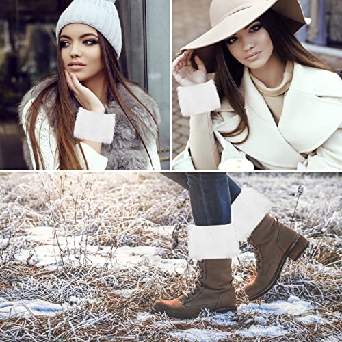 1 Pair Winter Wrist Cuff Warmers Faux Fur Wrist Cuffs Arm Leg Warmers Winter Boot Cuffs Warm Band Ring For Women4