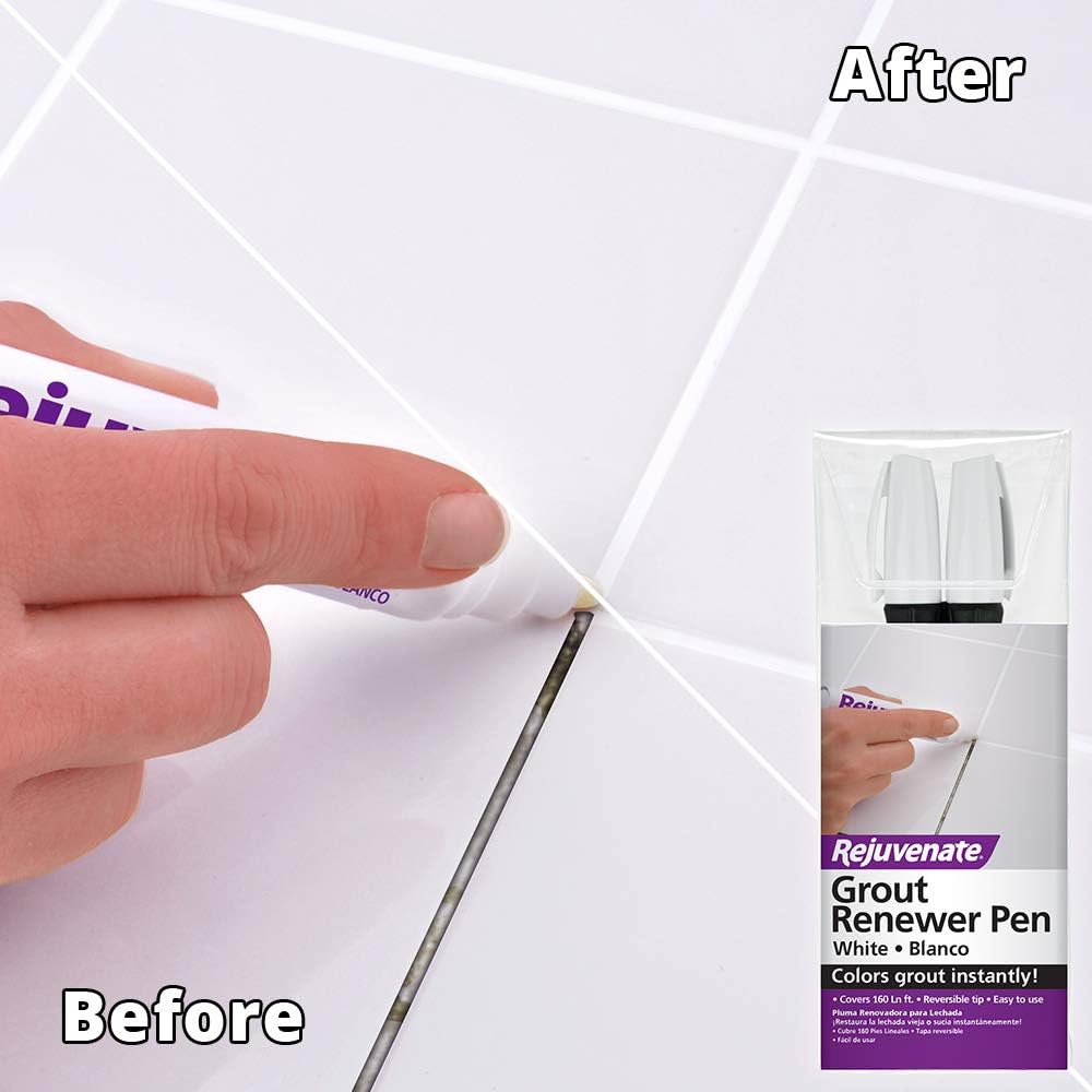 Rejuvenate Grout Deep Cleaner - Cleaning Formula Instantly Removes Years of Dirt Build-Up to Restore Grout to The Original Color (32oz) & White Grout Restorer Marker Pens : Tools & Home Improvement