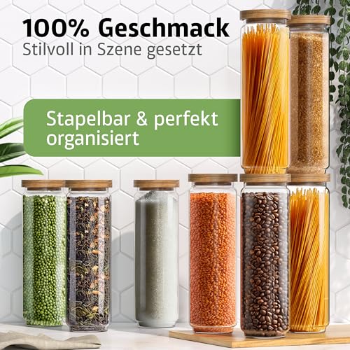 ElbFuchs Vorratsgläser mit Deckel luftdicht I 2x 1500ml I BPA-FREI & MOTTENSICHER I Vorratsdosen aus Borosilikatglas mit Holzdeckel I… – Ansicht 4