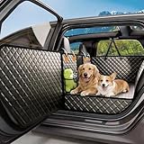 Gisphryn Back Seat Extender for Dogs,Hard Bottom Dog Car Seat Cover for Back Seat,Waterproof Dog Hammock with Door Protection, Anti-Scratch Pet Back Seat Cover for Car, SUV, Truck, Holds 420lbs, Black