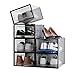ALEMOK Cajas de Zapatos Transparentes, Organizador de Zapatos Apilable, Paquete de 6 Cajas de Almacenamiento de Plástico y Plegables