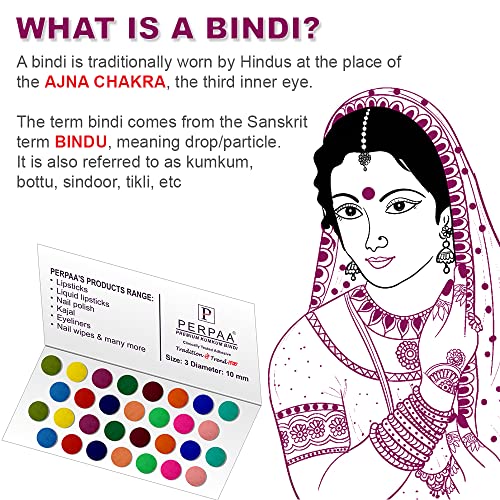 Image of PERPAA Premium Velvet Sticker Kumkum Bindi Box of 15 Flaps - Pottu for Women,Ladies, Girls (Size 3, Diameter 10mm, Multicolor)
