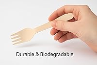 Vista 4 de Juego (100 unidades) de tenedores de madera desechables - Alternativa al plástico, juego de cubiertos ecológico, biodegradable, compostable - Juego