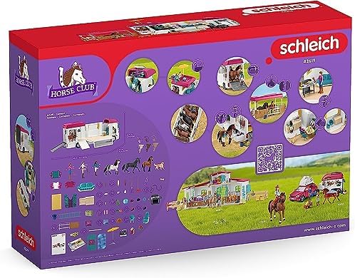 schleich HORSE CLUB - 42619 Horse Transporter, 227 Piece Playset with Horse Trailer, 3 x schleich Horses, Collectable Toy Animals and Horse Riding Figurines for Children Aged 5+