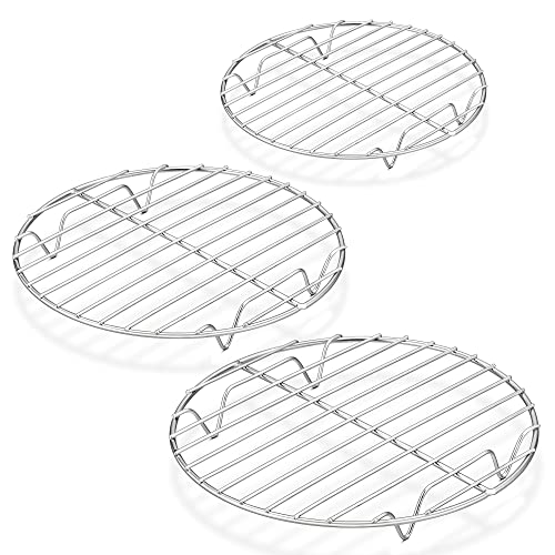 Herogo Cooling Rack, Stainless Steel Round Wire Racks Set of 3 (19cm/23cm/27cm), Thick Oven Shelf for Baking Cooking Roasting Steaming and Grilling, Oven Safe & Dishwasher Safe