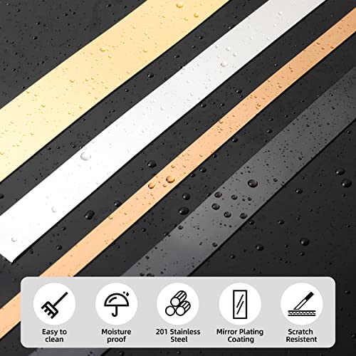 Bnell Flexible Molding & Wall Trim,Peel And Stick Trim Molding, Stainless Steel Metalized Mirror Like Design,Self Adhesive Molding Trim,(10Ft X 0.39Inch, Black) #TOP3