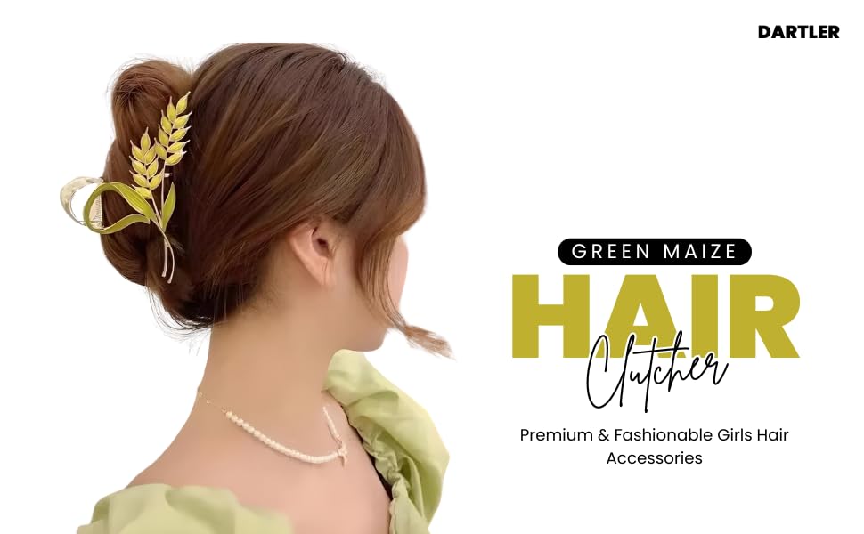Image of Green Maize Hair Clutcher For Women | Stylish Hair Claw For Girls | Trendy Alloy Metal Clip | Premium & Fashionable Girls Hair Accessories | Suitable In Various Occasions | Pack Of 1