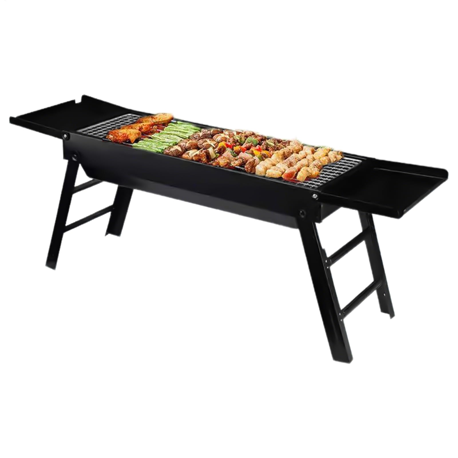 Griglia Per Barbecue Fornello Da Picnic Pieghevole | Griglia da Campeggio a Carbone con Vassoi Laterali Per Giardino AllAperto Appartamento Balcone Spiaggia Cucina Picnic