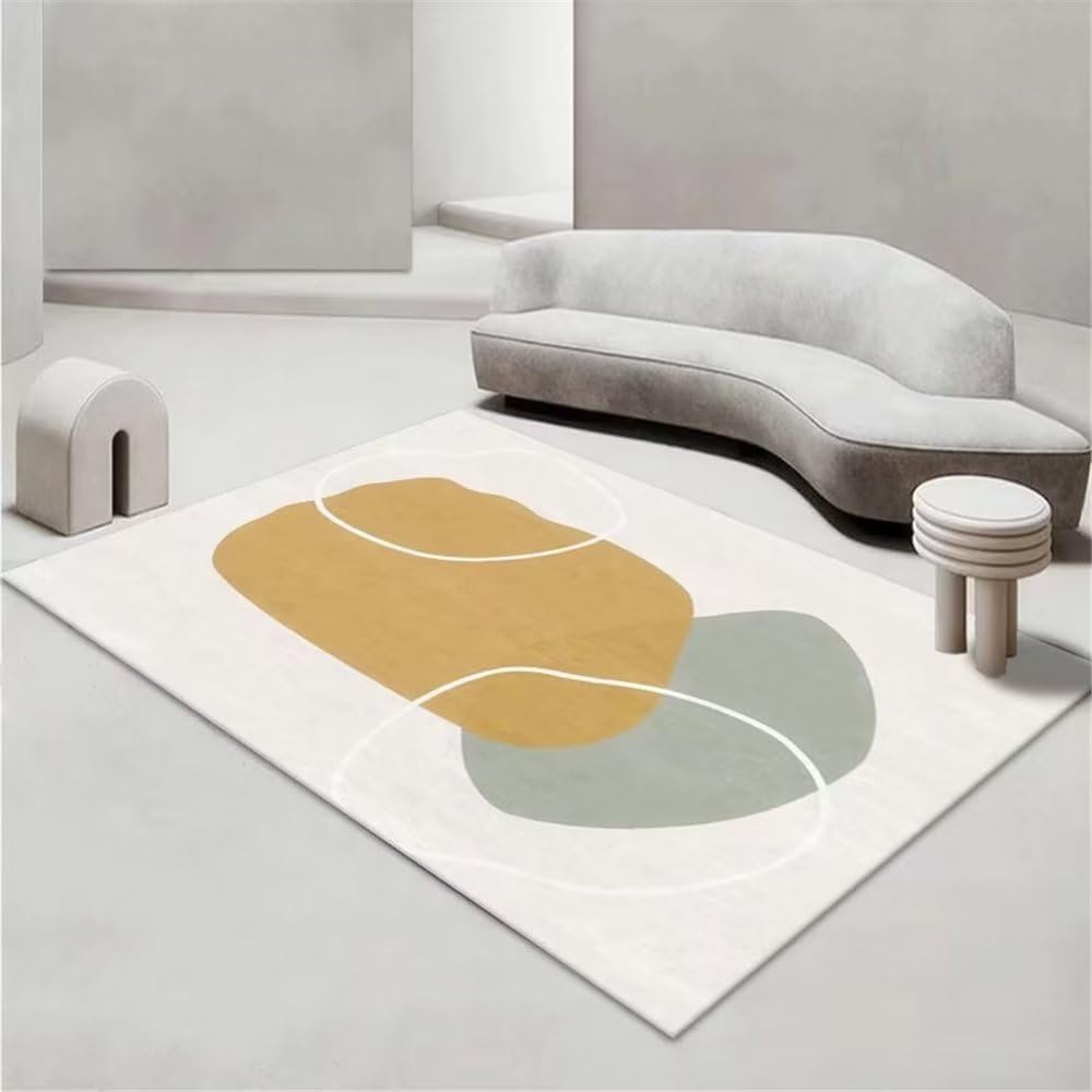 Tapis de salon jaune abstrait pour transformer l'ambiance de votre chambre à coucher