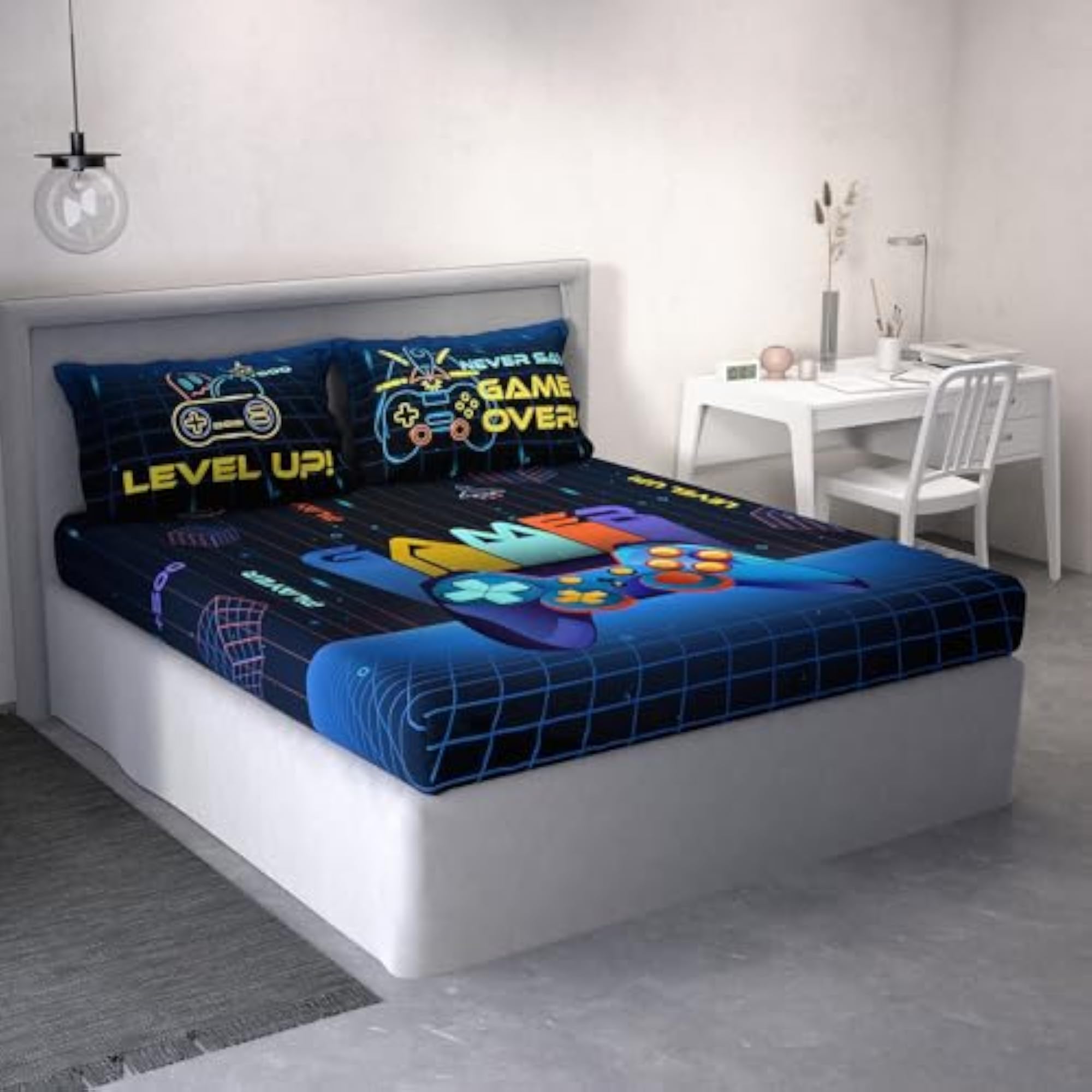 100% Cotton Kids Queen Bedsheet with 2 Pillow Covers