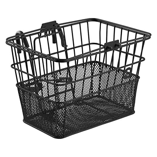 Retrospec Apollo Detachable Front Bike Basket Steel Half-Mesh with Integrated Detachable Hooks and Built-in Handle, Easy Assembly and Portability for Bicycles