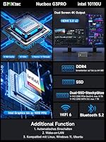 GMKtec G3 Pro Mini PC, 16 GB RAM 256 GB SSD M.2 Intel i3-10110U 4,1 GHz Mini Desktop-PC mit VESA-Unterstützung für Büro, Haus, Unternehmen, HTPC, Proxmox, Dual Display 4K, WiFi 6 – Ansicht 2