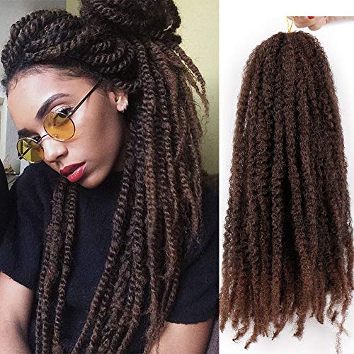AISI BEAUTY Marley Twists Hair Kinky Hair for Braiding 18 inch Marley Hair Kinky Curly Braiding Hair Extension( 1B-30#)