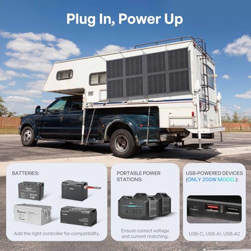 Renogy 200W Portable Solar Panel Blanket, 25% High Efficiency N-Type Foldable Solar Charger for Power Station, Lightweight 8-Fold Space Save, USB-A Type-C Output, For Camping, RV, Pickup Truck, Marine by Renogy - Image 6