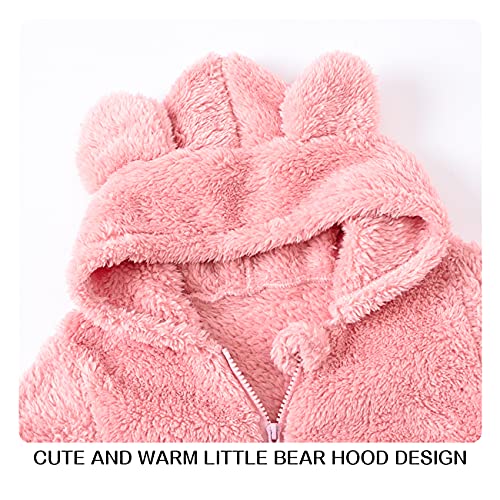 Pink Baby Fleece Jumpsuit Coat Girls Hoodie Warm Clothing 6-9-12 Months #TOP3