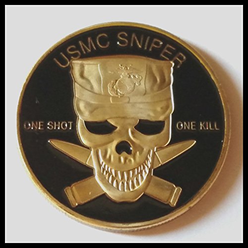 Marine Corps Sniper One Shot, One Kill Colorized Challenge Art Coin