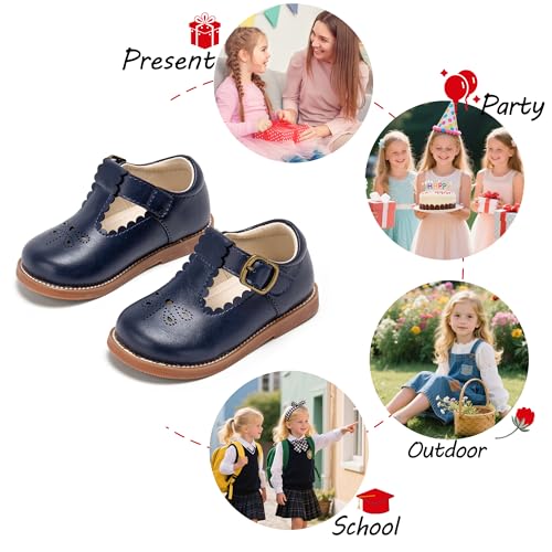 Image of PHIRAMIN Toddler Flower Girl Dress Shoes - Little Girl Mary Janes Flats Wedding