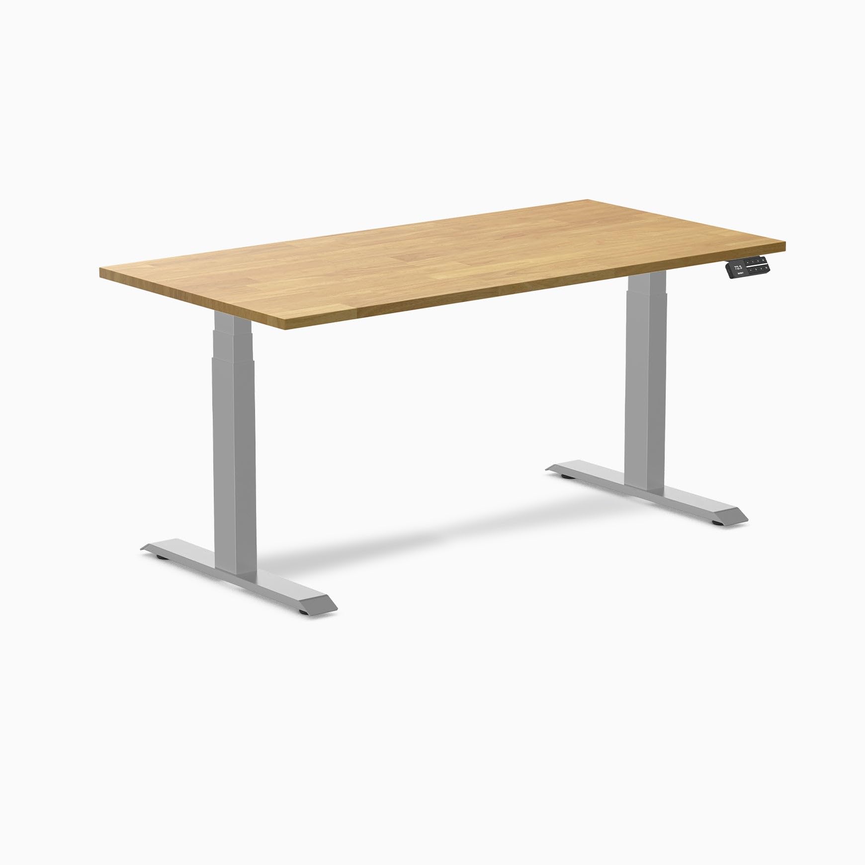 Desky Dual Rubberwood Sit Stand Desk Light Oak 60" Grey