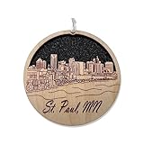 St. Paul Minnesota Ornament Wooden Souvenir Christmas Tree Decoration with City of St. Paul Skyline