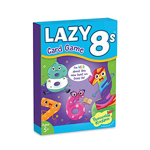 Peaceable Kingdom Juego de cartas Lazy 8's para niños - Un nuevo giro en Crazy 8's Cover