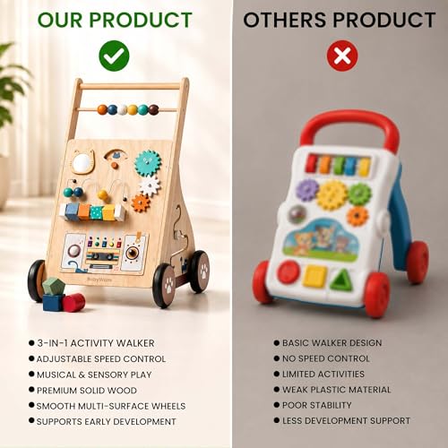 Babywaze Wooden Baby Walker 9-18 Months, Baby Push Walker Gift with Wheels by Babywaze - Image 7