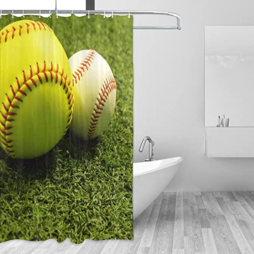 Rideau de douche baseball 183x183 cm imperméable avec 12 crochets - 4
