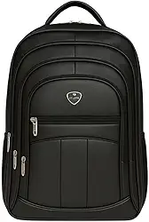 Mochila Executiva em Couro Sintético Multi Compartimentos Preta