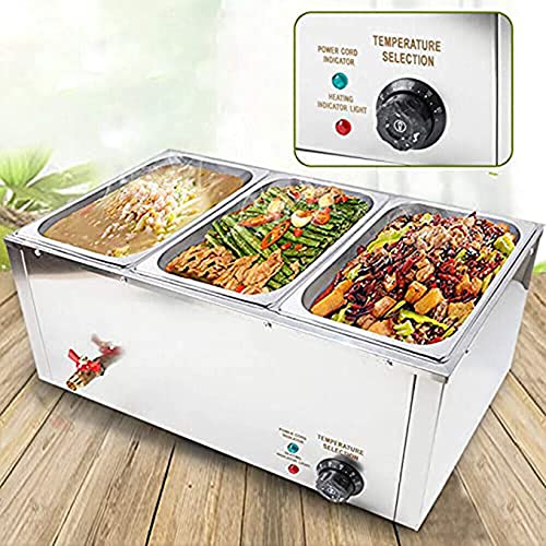 YIEOTM 3 pannen commerciële elektrische voedsel warme stoom, 3x4L pan Countertop Steamer roestvrij staal, 850W… - Afbeelding 5