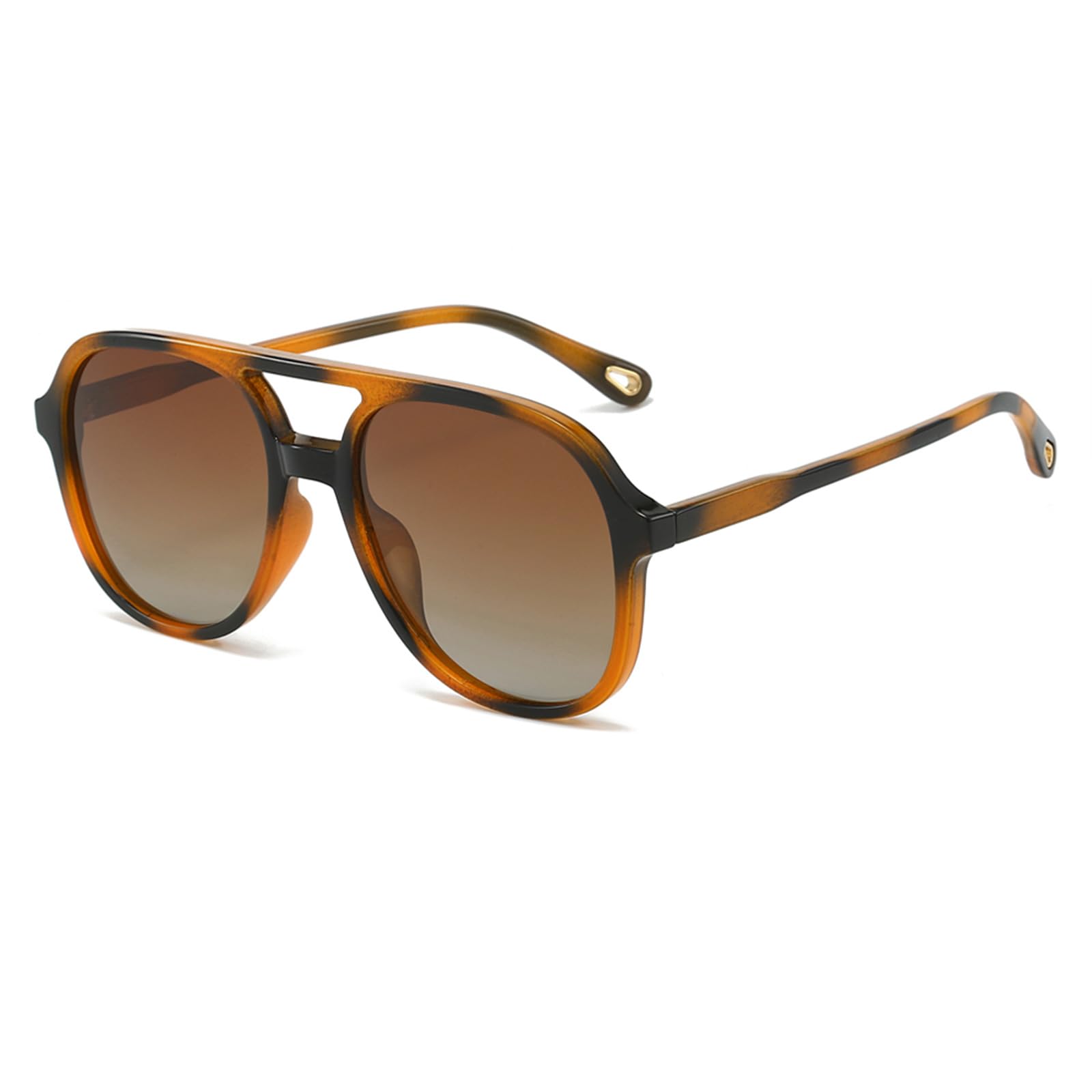 YAMEIZE Retro Pilot Double Bridge Zonnebril - Rechthoekige Vintage Klassieke Stijl Vierkante Zonnebril met UV400-bescherming voor Buiten Rijden, Oranje Blauw