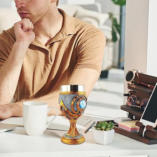 Generisch Chalice Goblet, Medieval Vintage Drinking Cup, Stainless Steel Wine Goblet, Classic Beverage Vessel, 2,95 x 2,95 x 6,5 pollici, ideale per uso quotidiano, festa della mamma, matrimoni e - immagine 4