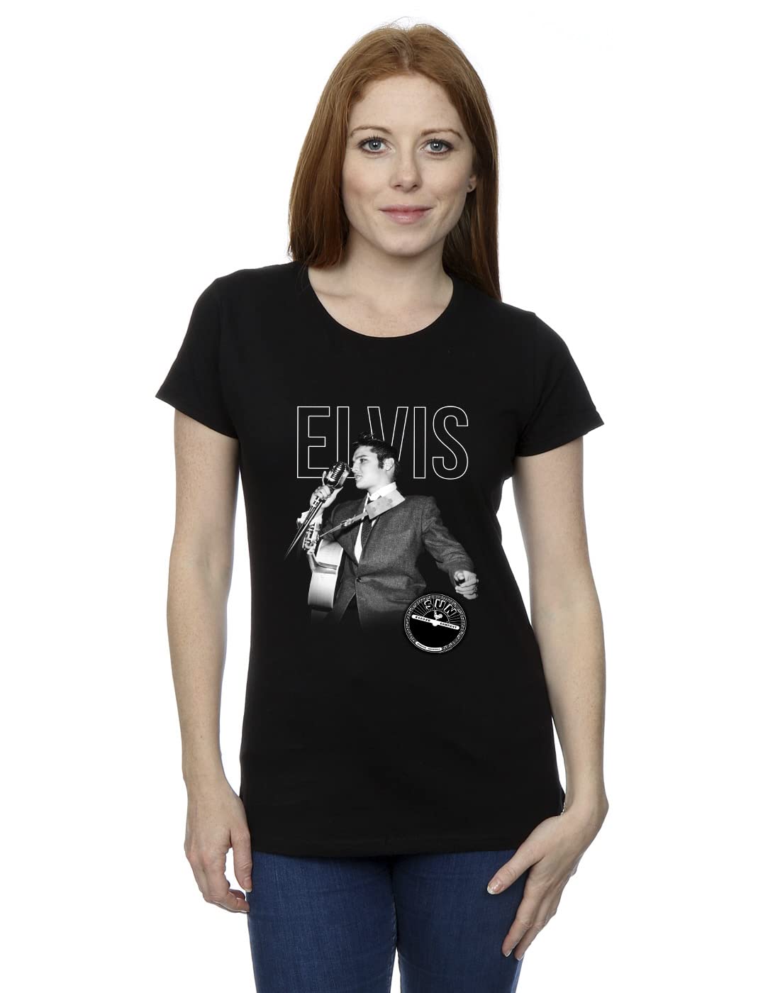 Absolute Cult Women's Black Elvis Logo Portrait T-Shirt XX-Large