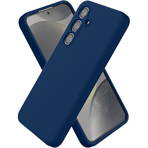 Samsung Galaxy S24 Silicone Case, Slim Fit Premium Liquid Silicone Shockproof Phone Cover, Upgraded Camera Protection and Microfiber Lining 6.2inch, Navy Blue