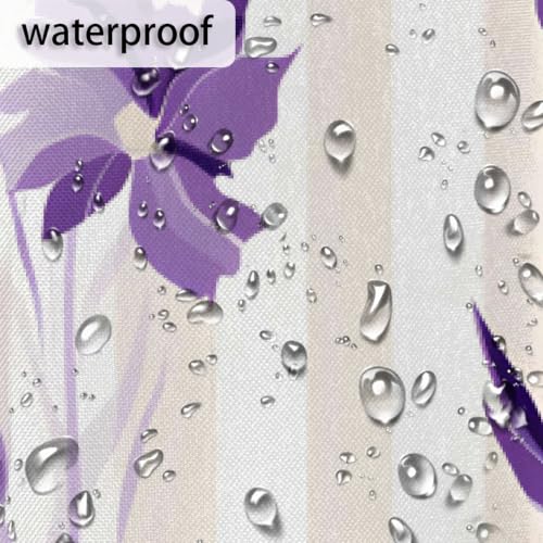 Rideau de douche violet iris 168x183 cm imperméable avec crochets