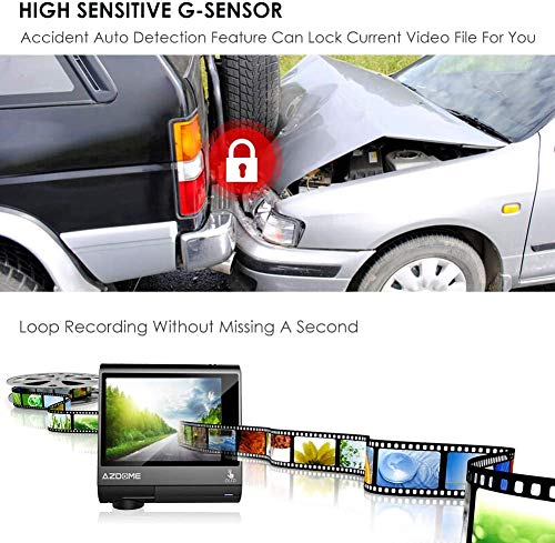 AZDOME Dash Cam 1080P Full HD 3" OLED Display Touch Screen Dashboard Camera Built in GPS,G-Sensor,Loop Recording,Rotatable Camera,Night Vision,Parking Mode,Support 128GB max - Thumbnail 2