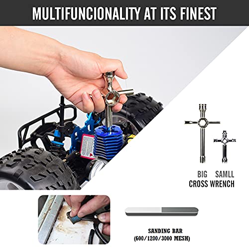 Image of RC Car Tool Kit (27pcs), Screwdriver Set (Flat, Phillips, Hex), Pliers, Cross Wrench, Body Reamer, Stand, Polished Bar Hobby Repair Tools for Traxxas Car Quadcopter Drone Helicopter Airplane