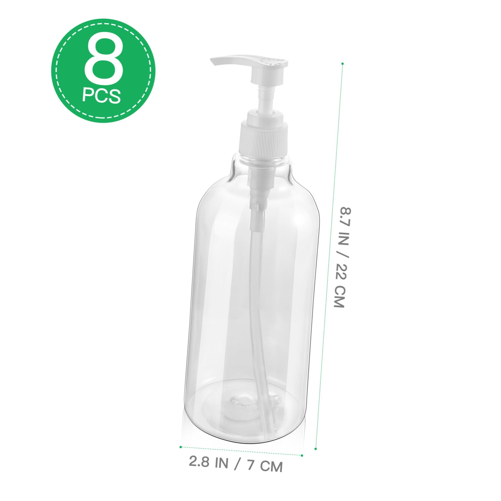 TOPBATHY 8 Stücke Pumpflasche Nachfüllbar Pumpspender Leer Handgel Pumpe Gelspender Reinigung Flüssigkeiten Flasche Pumpseifenspender für Shampoo Lotion Küche Bad (500ML)